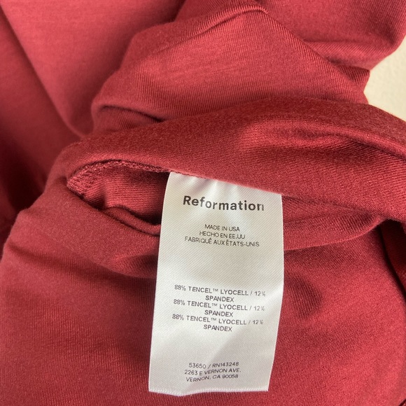 Reformation Coen Square Neck Dropped Waist Pleat Hem  Mini Dress Chianti Red XL - Picture 14 of 14